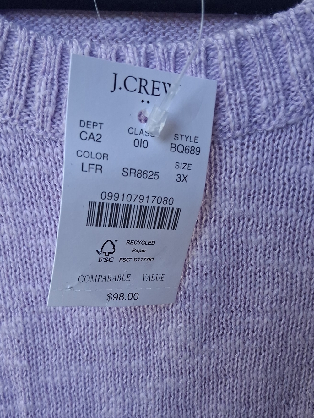 J. Crew Lavender Crew Neck Sweater 3X - Picture 3 of 8